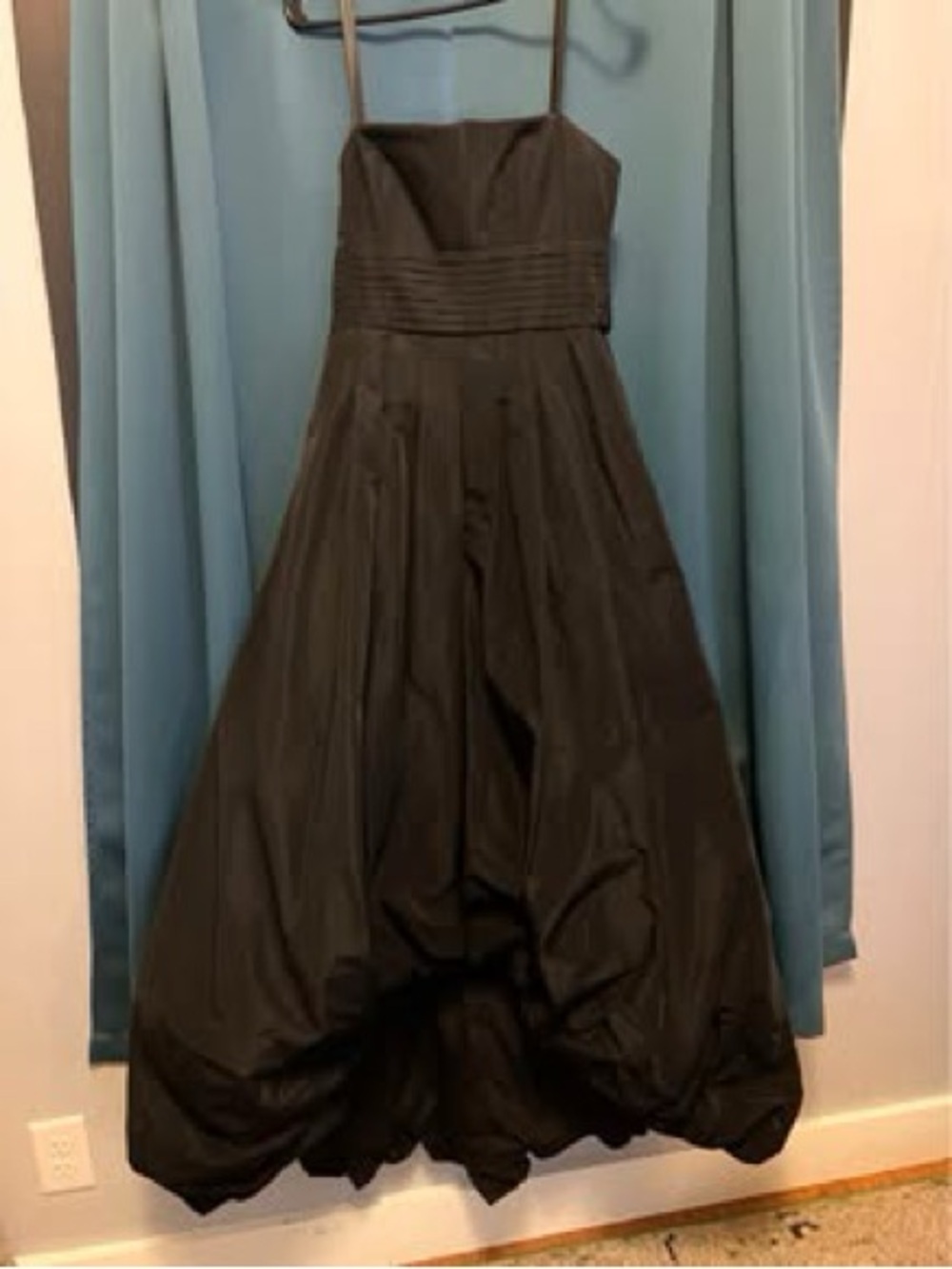 BCBGMaxAzria Black Strapless Bubble Hem Dress